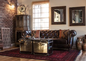 darker leather sofa to match the dark hardwood