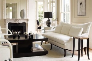 black and white motif living room